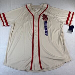 St Louis Cardinals Beige Full Button CSA Jersey Men's XXL